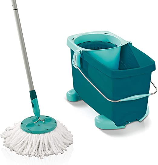 Leifheit Clean Twist Disc Mop and Bucket Set with Rolling Cart