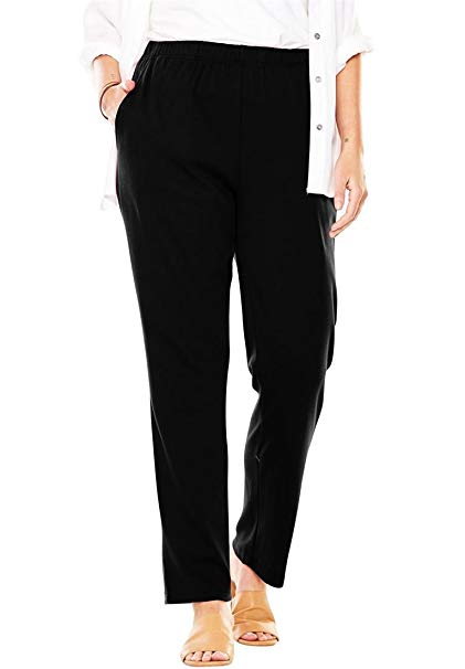 Woman Within Women's Plus Size Petite 7-Day Knit Straight Leg Pant