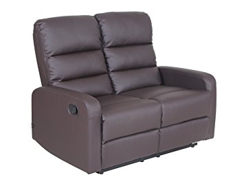 Top Grain Leather PU Leather Ergonomic Recliner loveseat (2 Seater), Brown