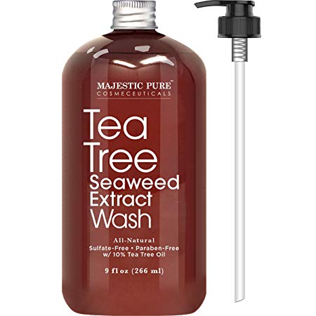 Antifungal Tea Tree Body Wash, All Natural Soap for Men and Women with 10% Tea Tree Oil, Helps Nail Fungus, Athletes Foot, Ringworms, Jock Itch, Acne, Eczema & Body Odor, 9 fl. oz