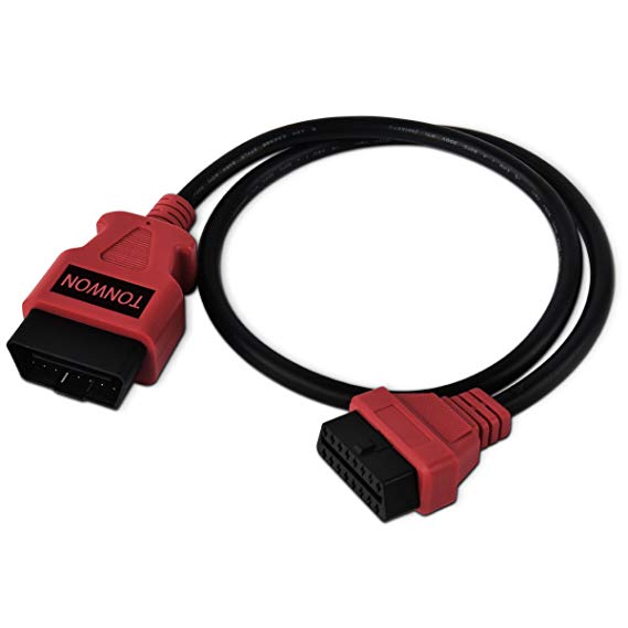TONWON OBD2 Cable 16pin Male to Female Extension Cable Diagnostic Extender 80cm for All OBD2 Vehicles(Red)