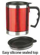 Stainless Steel 16oz Desk Mug, Coffee Mug (Red)