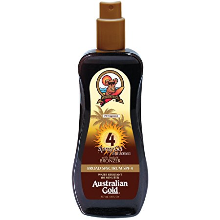 Australian Gold SPF 4 Spray Gel Sunscreen with Instant Bronzer, 8 Fl Oz