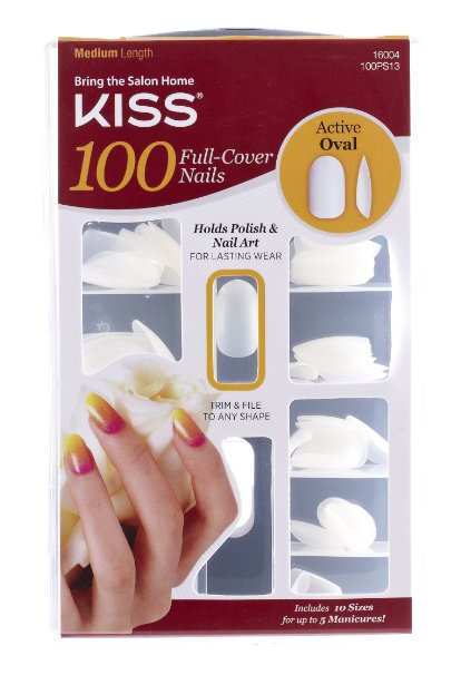 Kiss Products 100 Full Cover Nails, Active Oval, 0.24 Pound