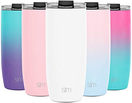 Simple Modern 20oz Voyager Travel Mug Tumbler w/Clear Flip Lid & Straw - Coffee Cup Vacuum Insulated Flask 18/8 Stainless Steel Hydro Water Bottle -Winter White