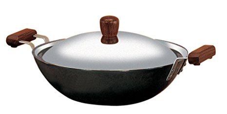 Futura IL23 Induction Compatible Hard Anodised Flat Bottom Deep Fry Pan / Kadhai with Steel Lid, 2.5 Liter