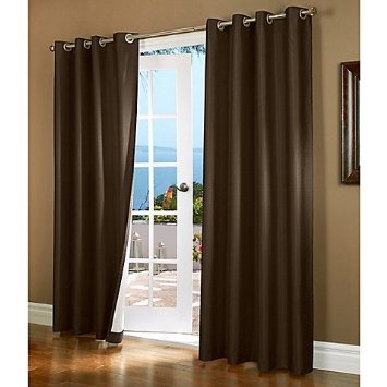Gorgeous Home 37 1 PANEL PRINTED SHEEN FAUX BROWN CHOCOLATE 84 LENGTH SIZE THERMAL FOAM LINED BLACKOUT HEAVY THICK WINDOW CURTAIN DRAPES SILVER GROMMETS