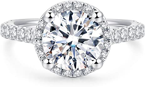 2ct Round Brilliant Cut Petite Micro Pave Floating Halo D Color VVS Moissanite Engagement Ring for Women