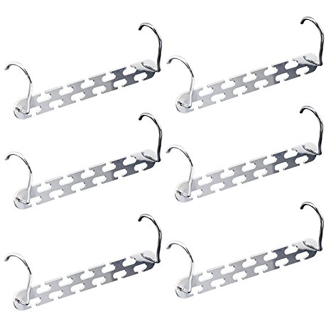 6 PCS IPOW Update New Mould Wonder Metal Magic Hanger,Clothes Hangers Hook Rack Closet Clothing Organizer,Up to 11 Hangers