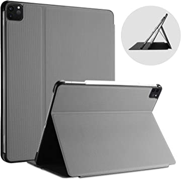 ProCase iPad Pro 12.9 Case 2020 2018, [Support Apple Pencil 2 Pairing Charging], Slim Protective Folio Cover for iPad Pro 12.9” 4th Generation 2020 / iPad Pro 12.9" 3rd Generation 2018 -Grey