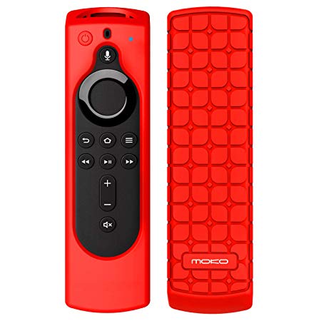 MoKo Silicone Remote Case Compatible for Fire TV Stick 4K, Fit Fire TV Cube, Fit Fire TV (3rd Gen) with 5.6" Alexa Voice Remote (2nd Gen), [Anti-Slip] Shockproof Protective Cover Case - Red