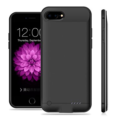 iPhone 7 Plus Battery Case,TQTHL Extra Slim Protective Charging Case 5200mAh, High Capacity Rechargeable Charger Pack with Metal-Frame for iPhone 7 plus (5.5 inch)-Black