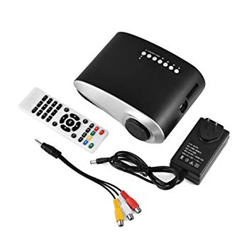 ASHATA Mini Projector,Full LED Video Projector 1080P Supported Mini Multimedia Home Theater Video Projector w/AV/USB/VGA/HDMI/SD Slot (Black)