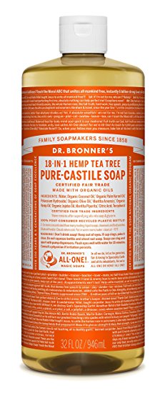 Dr. Bronner's Magic Soap Organic Tea Tree Oil Pure Castile Soap Liquid, 944-Milliliter