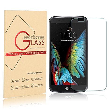 LG K10 Tempered Glass Screen Protector, LG Premier LTE L62VL L61AL Glass Screen Protector, Heng Tech (TM) 2.5D HD Clear Coating Screen Film Cover For LG K10 with 9H Hardness Anti Scratch