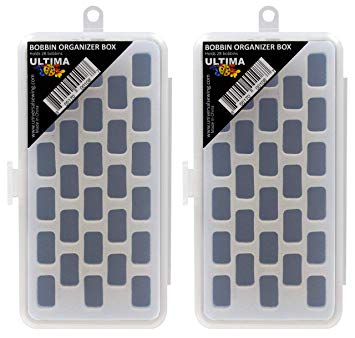 Ultima Bobbin Holder - Bobbin Case - Plastic Bobbin Storage Boxes - Plastic Bobbins - Threaded Bobbins - Sewing Notions, Quilting Accessories (Bobbin Box 2-Pack)