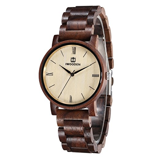 Wood Watch for Men Quartz Mens Watch Engraved Wooden Personlized Wrist Watch Christmas Gifts with Watch Case for Men