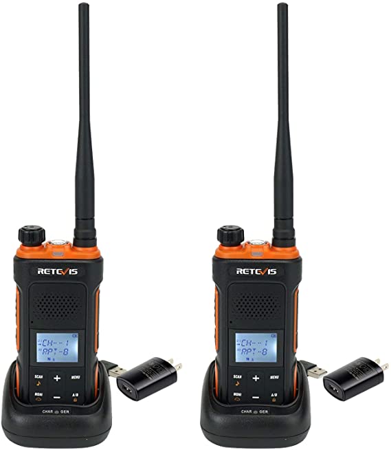 Retevis RB27 GMRS Two-Way Radio,Walkie Talkies with NOAA,USB-C Port,Flashlight,SOS Siren,1500mAh,Long Range 2 Way Radios for Hiking,Camping (2 Pack)