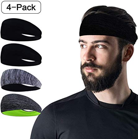 UROOM Workout Headband Sweat Band for Men, Elastic Breathable Exercise Sports Sweatband Head Bands, Wicking Athletic Bandana Band Sweat Headbands for Men for Running Yoga Fitness