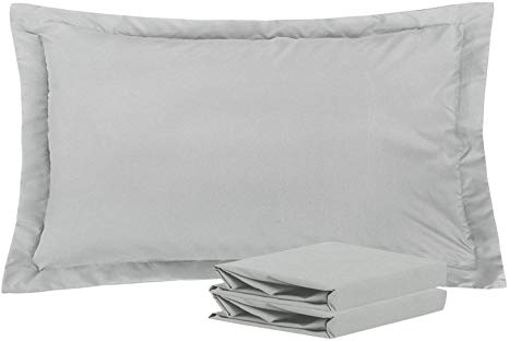 NTBAY King Pillow Shams, Set of 2, 100% Brushed Microfiber, Soft and Cozy, Wrinkle, Fade, Stain Resistant (Light Grey, King)