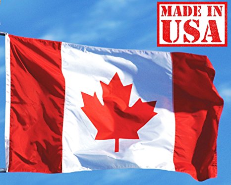 US Flag Factory 2'x3' Canada Canadian Flag (Sewn Stripes) Outdoor SolarMax Nylon - Made in America