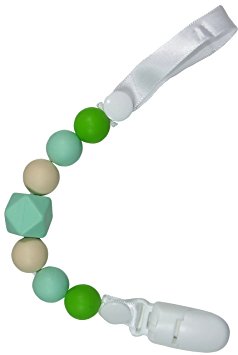 Pacifier Clip Universal Binky Holder for Baby Boy with Teething Silicone Beads in Unisex Gender Neutral (Marvelous Mint)