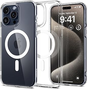 Spigen Magnetic Ultra Hybrid MagFit Designed for iPhone 15 Pro Max Case, [Anti-Yellowing] [Military-Grade Protection] Compatible with MagSafe (2023) - White