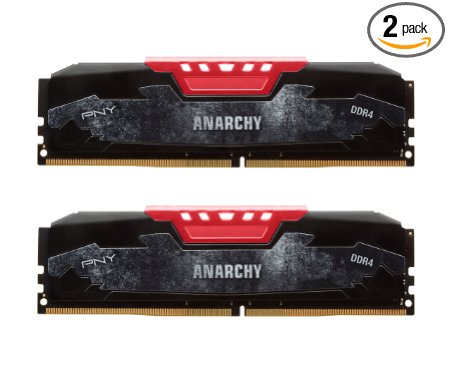 PNY Anarchy 16GB Kit (2x8GB) DDR4 2133MHz (PC4-17000) CL15 Desktop Memory (RED) - MD16GK2D4213315AR