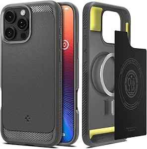 Spigen Rugged Armor MagFit Case for iPhone 16 Pro Max, Compatible with MagSafe Accessories - Grey