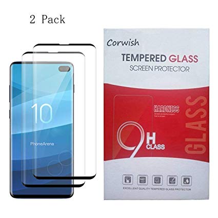 2 Pack of Galaxy S10 Plus Screen Protector, 3D Curved Case Friendly Full Coverage Saver Tempered Glass Clear Film Protective Cover for Samsung Phone S10  (not for S 10 and S 10e)