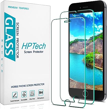 HPTech (2 Pack) Tempered Glass for iPhone SE 3, SE 2022, iPhone SE 2, SE 2020 Screen Protector, Anti Scratch, Bubble Free, Case Friendly