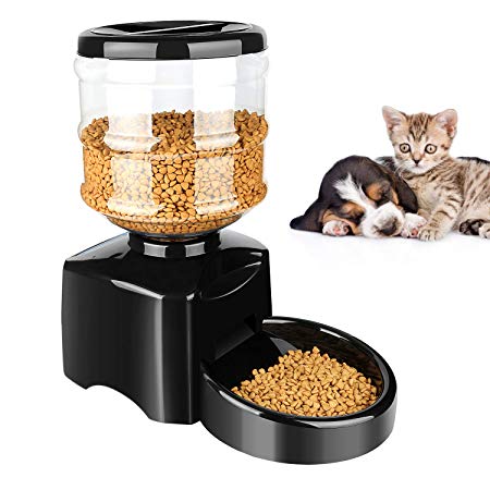 ONSON 5.5L Automatic Pet Feeder - Support LCD Screen and Voice Message Recording - Healthy，Simply Dogs Cats Food Bowl Dispenser