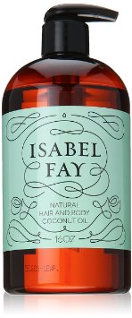 16 Oz Top Quality Coconut Massage Oil - Isabel Fay - Fragrance free hair and body oil, natural daily moisturizer for any skin type - Wonderful massage oil and aromatherapy carrier oil