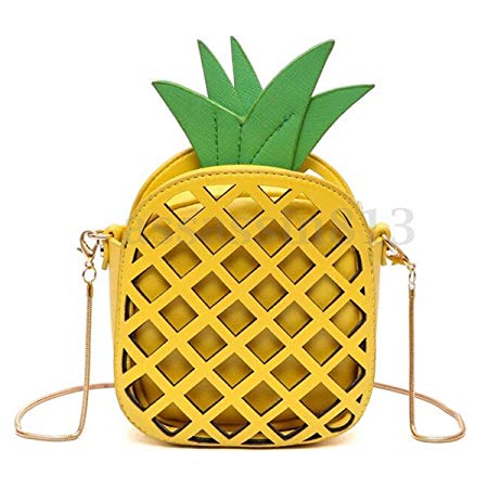 Women PU Leather Shoulder Crossbody Chain Bag Pineapple Fruit Tote Handbag Purse