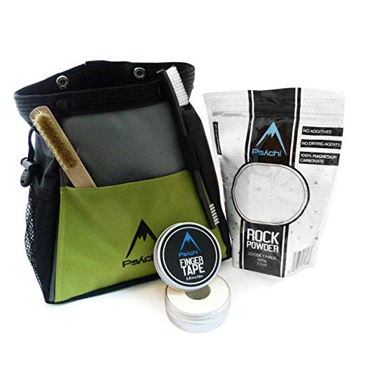 Psychi Abyss Chalk Bouldering Bucket Stand Bag Starter Bundle for Bouldering Rock Climbing with Chalk Tape and Brush