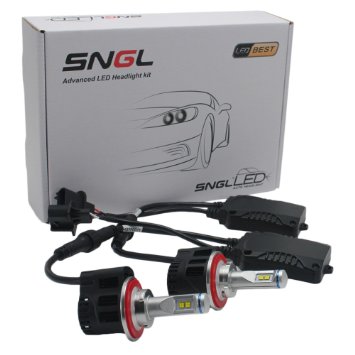 SNGL Super Bright LED Headlight Bulbs - Adjustable Focus Length Conversion Kit - H13 9008 - 110w 10400Lm 6000K Cool White - 2 Yr Warranty