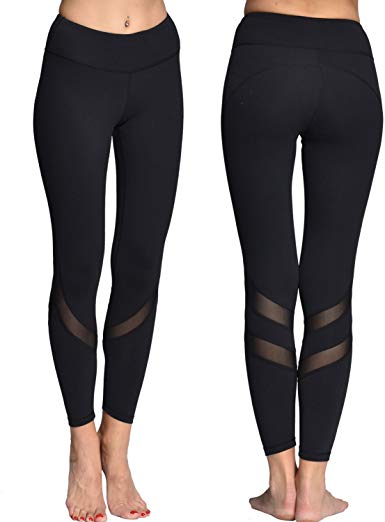 ONGASOFT Women's Yoga Pants Mesh Workout Leggings with Inner Pocket Yoga Tights