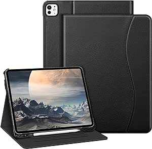 Fintie Folio Case for iPad Pro 13-inch (M4) 2024, Multiple Angle Viewing Smart Stand Protective Cover with Pencil Holder & Pocket, Auto Sleep/Wake (Black)