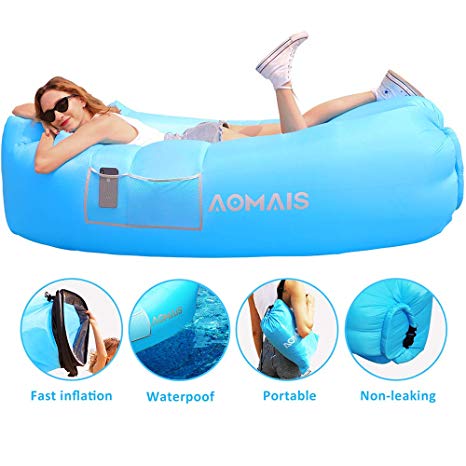 Inflatable Lounger Air Sofa Hammock Portable Waterproof Anti-Air Leaking Inflatable Pouch Couch with Pillow and Carrying Bag for Outdoor Camping, Picnics, Pool, Travel, Hiking, Beach