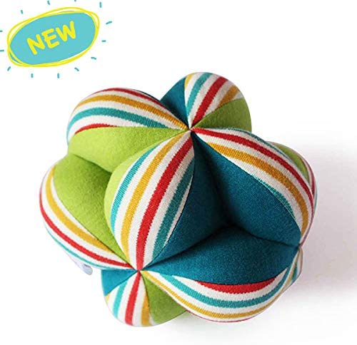Shumee Colorful Plush Fabric Clutching Ball for Babies (Age 0 ) - Textured Developmental Ball with Rattle Inside for Newborns, Infants Sensory and Fine Motor Skills