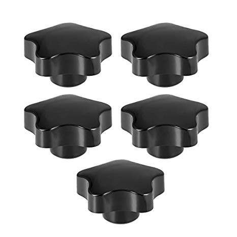 sourcing map Star Knob Grip Handle M12 Diameter Brass Insert Female Thread Set of 5 Black