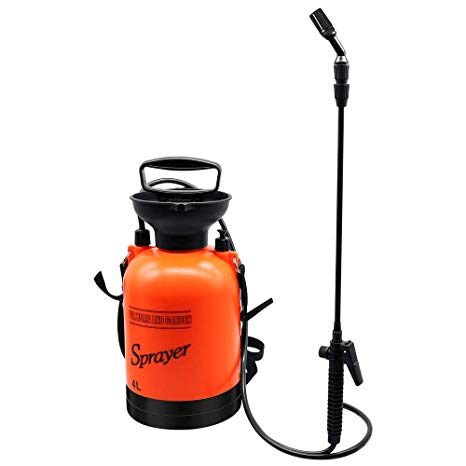 Flesser Pump Pressure Sprayer 1.1-Gallon Pressure Sprayer with Shoulder Strap for Herbicides,Fertilizers,Mild Cleaning Solutions and Bleach (1.1 Gallon Orange)
