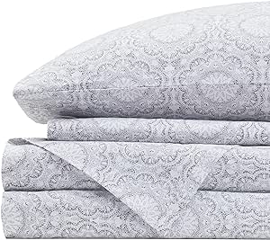 Comfort Spaces 100% Cotton Sheet Set Breathable, Lightweight, Soft with 12" Elastic Pocket Fits up to 14" Mattress, All Season Cozy Bedding, Matching Pillow Case, Twin XL Adelia Gray 3 Piece