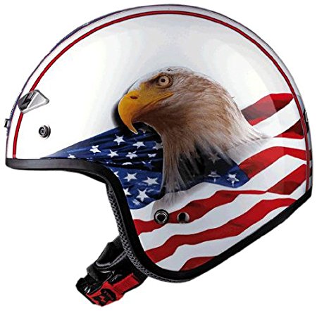 LS2 Helmets OF567 Open Face Motorcycle Helmet with Eagle Graphic (Pearl White, Medium)