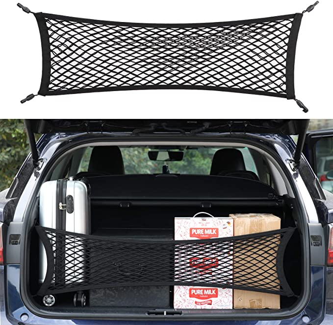 Double-Layer High Elastic Car Rear Cargo Net for SUV Car Trunk Net Organizer, Automotive Cargo Nets