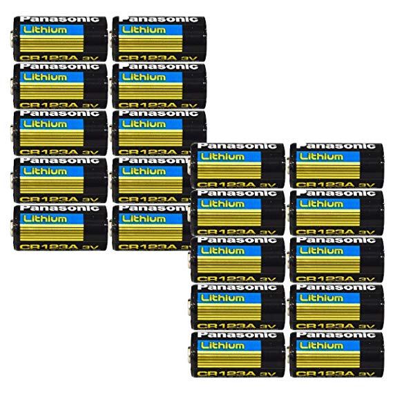 CR123A Lithium 3V Photo Lithium Batteries, 0.67" Dia x 1.36" H (17.0 mm x 34.5 mm) (Pack of 20)