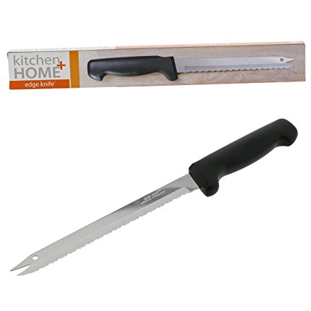 Kitchen   Home Carving Knife - 8" Surgical Stainless Steel Serrated Carving Blade and Bread Knife with Fork Tip