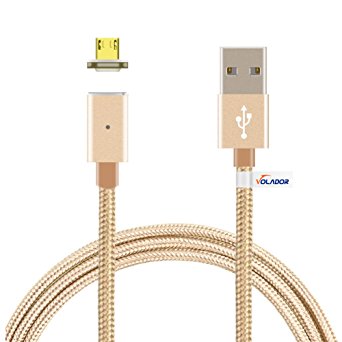 Magnetic Android Charging Cable, VOLADOR Micro USB High Speed Charge Cable USB Sync Cable with Metal Plug and Magnetic Design for Android Cellphones(Gold)