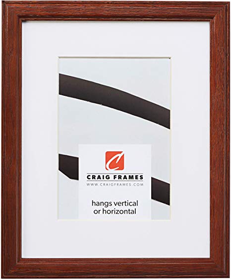 Craig Frames Wiltshire 236 Simple Hardwood Picture Frame with Single White Mat, Displays a 18 x 24 Inch Print with The Mat or 22 x 28 Inch Without The Mat, Brown