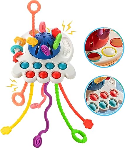 Montessori Toys for Babies 6-12 Months, Sensory Toys for Toddlers 1-3, Baby Pull String Activity Toy for Fine Motor Skills,Travel Toys for Babies, Birthday Gifts for 0-6,9,12,18 Months Infant Toddlers